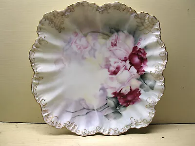 A Lanternier Limoges Cabinet Plate Hand Painted Scalloped Rim Gold Trim Signed • $44.99