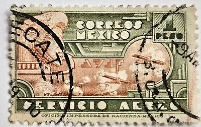 Mexico VINTAGE 1934-5 Air Mail Scott #C72 Used Good Cond FAST SHIPPING • $2