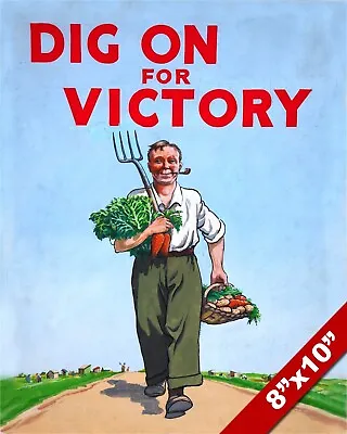 Wwii British Victory Garden War Propaganda Poster Painting Real Canvas art Print • $14.99