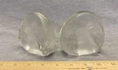 Vintage Zajeacar 24% Lead Crystal Frosted Bunny Art Deco Bookends 1992 2lbs-3oz • $26.99