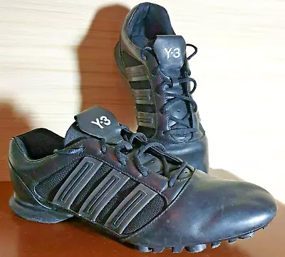 Y3 Yohji Yamamoto Adidas Black Leather Football Boot Soccer Cleats Shoes Size 9 • £95.99