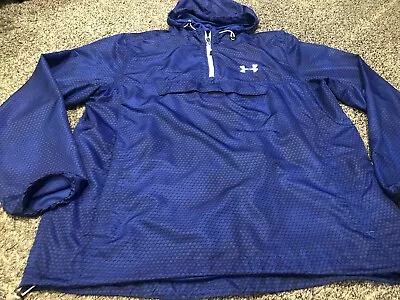 UNDER ARMOUR HEATGEAR 1/4 ZIP BLUE With BLACK HOODED WINDBREAKER PULLOVER XL • $4.99