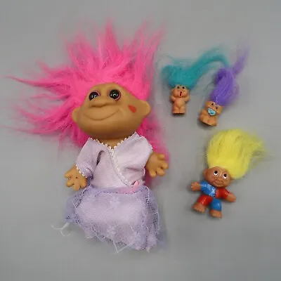 Troll Co Doll Pink Hair Purple Dress 5   90s Toy  Mini  Set Lot • $8