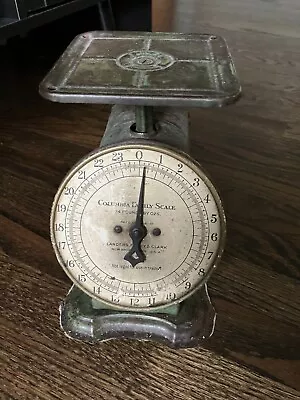 Vintage Columbia Family Scale  24 Lbs By Landers Frary & Clark USA Green • $25