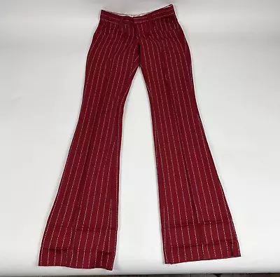 VINTAGE H Bar C Western Flare Leg Pants Women's XS Red Striped See Measurements • $49.95