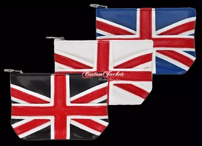 New Ladies Men Union Jack Pouch Purse Synthetic Leather Coin Card Ring Key Hold • £7.12