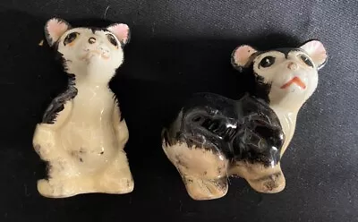 Vintage Porcelain Cat Figures - Glossy Painted 3” Tall - Made In Japan • $16