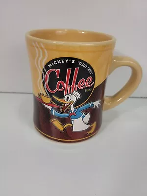 Disney Parks Coffee Mug Donald Duck Mickey's Really Swell Coffee Yellow 2007 • $19.95