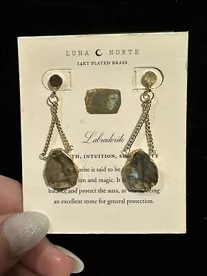 Luna Norte Earrings Labradorite 14k Over Brass Dangle Brand New • $19.95