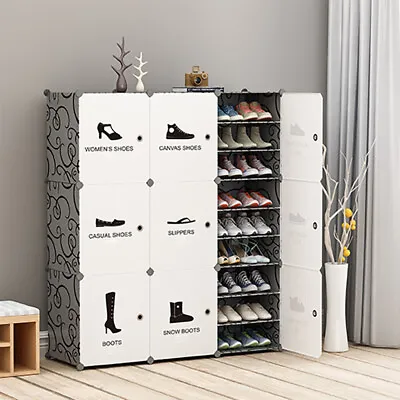 $32.99 • Buy White Door Easy Sort Cube DIY Shoe Cabinet Rack Storage Stackable Organiser 