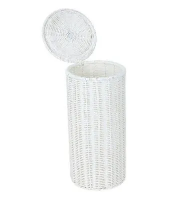 Toilet Roll Holder With Lid Rattan Look Tissue Paper Spare Stand Storage • $16.21