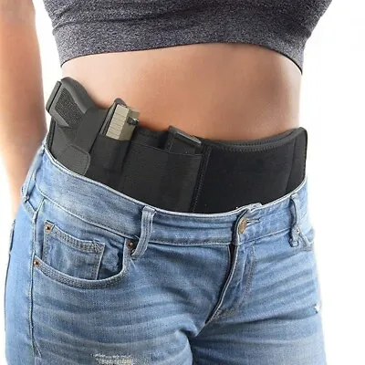 Tactical Belly Gun Holster Belt Concealed Carry Waist Pistol Holder Magazine Bag • $9.99