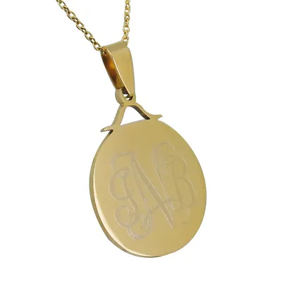 Personalized Monogram Disc Necklace  Circle Monogram Necklace  Engrave • $19.99