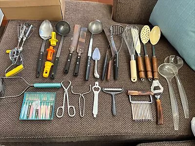 Junk Drawer Lot Vtg Kitchen Gadgets Cooking Utensils Flint USA Japan Germany • $0.99