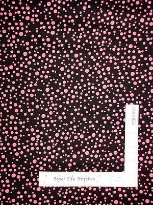 Loralie Designs Balloon Dots Circle Bubble Pink Black Cotton Fabric By The Yard • $10.48