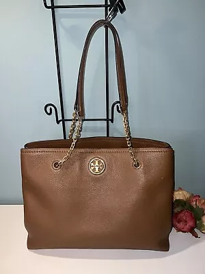 Tory Burch Carson Brown Tan Moose Pebbled Leather Shoulder Bag Tote • $60