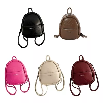 Backpack Vintage Small Leather Rucksack For Girl Women Double Strap Shoulder Bag • $29.85