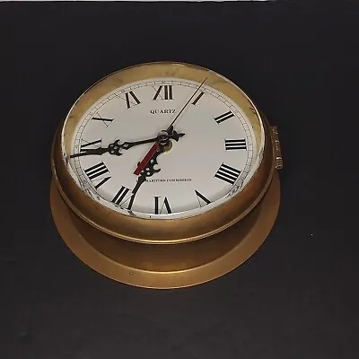 U.S. Maritime Commission Solid Brass Beveled Glass Quartz Port Hole Clock  Cool! • $139