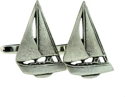 Sailing Yacht English Pewter Cufflinks Presented In A Box   XDHCL1214 • $18.66