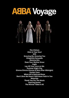 ABBA Voyage Tracklist Poster Eurovision A2 A3 A4 London Waterloo • £15