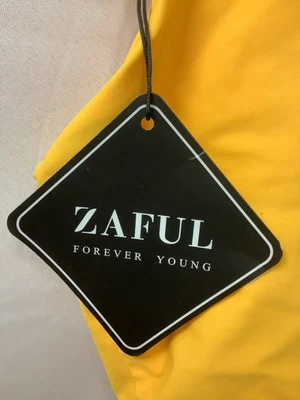 Zaful Forever Young Bikini Set Womens Size 8 Yellow Scoop Neck Top Swimwear • $12.52