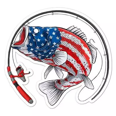 $4.77 • Buy American Flag Bass Fishing, Vinyl Decal Sticker, Indoor Outdoor, 3 Sizes, #8076
