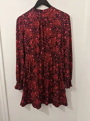 Oasis Size Small Red Heart A-line Long Sleeve Dress • £8.50