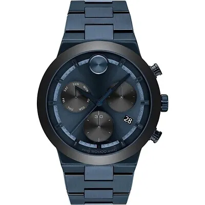 $900 • Buy *BRAND NEW* Movado Bold Chrono Blue Dial Blue Ceramic Bezel Men's Watch 3600859