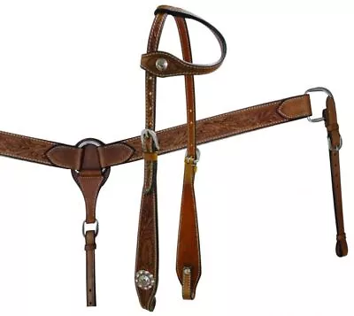 Showman Double Stitched Leather Headstall And Breast Collar Set • $89.95