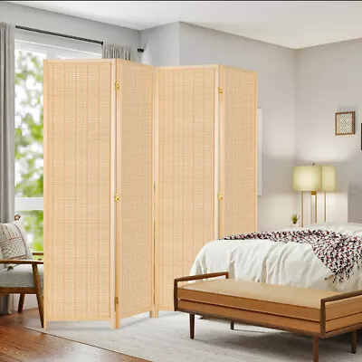 4 Panel Bamboo Room Dividers Folding Privacy Screen For Home Office Freestanding • $53.99