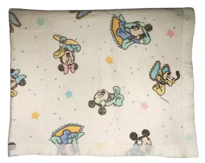 Dundee Baby Mickey Mouse Pastel Flannel Blanket Nylon White Minnie Pluto Stars  • $119