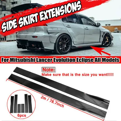 78.7'' Side Skirt Extension Rocker Splitter Gloss For MITSUBISHI LANCER EVO X 10 • $49.39