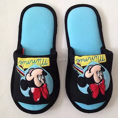 AUTHENTIC Disney Mickey Mouse Minnie Mouse Plush Slippers Shoes US 6-10 UK 4-8 • $19.95