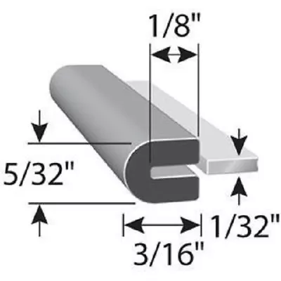 1/32  Edge Trim Rubber  HR71A SOLD BY THE FOOT In Black U Channel EPDM • $1.25