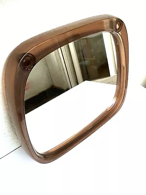 $89 • Buy Vintage Wall Mirror Space Age Mid Century Brown Plastic Design Atomic Pop Art