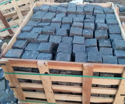 Black Granite Cobble Stone  100X100X50mm | Top Quality | Hand Cut • £0.99