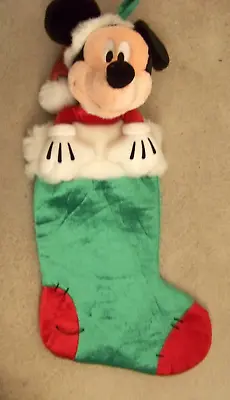 Christmas Mick Mouse Stocking Disney Plush 24  Long W/ Loop Hanger • $20