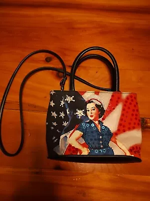 St. John's Bay Handbag Americana Sequins Rhinestones Zipper Pockets W/ Strap • $5