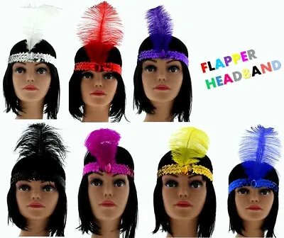 £3.99 • Buy Ladies Girls 1920's Sequin Flapper Stylish Feather HeadBand Headress Kylie Band
