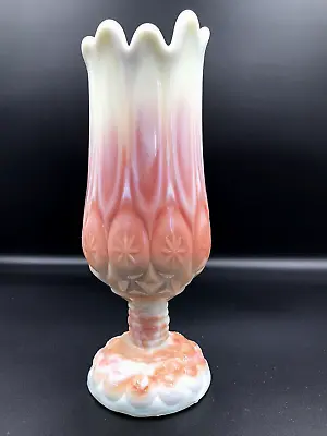 Kanawha MCM Moon And Stars Cream And Orange Slag Glass Swung Vase Footed • $199.99