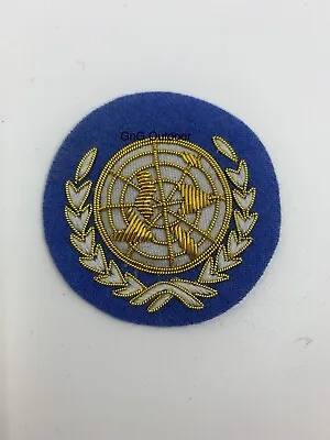 United Nations Hand Embroidered Bullion & Wire Cap Badge UN Beret Cap Badge • £11.99