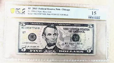 2013 $5 Banknote Mystery Numbers On Lincoln's Forehead PCGS F-15 Free Shipping • $51.95
