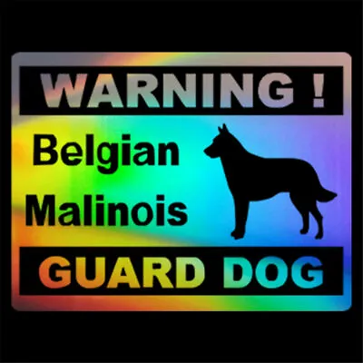 2x Warning Belgian Malinois Guard Dog Fun Sticker Car Window Bumper Vinyl Decal • $4.39