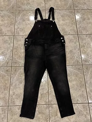 Mens 38 Nova Men Jeans Black Denim Light Wash Bib Overalls • $19.99