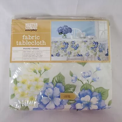 Martha Stewart Everyday Fabric Tablecloth Prairie Garden Blue Floral Print Round • $24.99