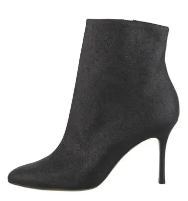 $995 New MANOLO BLAHNIK Black Glitter INSOPO 38.5 Ankle Boots Shoes Heels • $250
