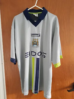 Manchester City Away Shirt 2001. Large 42/44. Original LCS. Grey Adults Man Top • £69.99