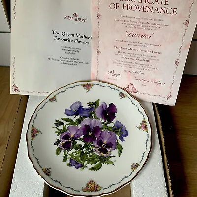 Royal Albert Queen Mothers Favourite Flowers Ltd Ed Plate - PANSIES + COA 2nd Ed • £4.99