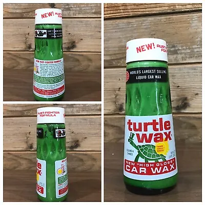 Vintage 1970s Turtle Wax T123 High Gloss Car Wax 18 Fl. Oz. Glass Bottle MCM • $23.99