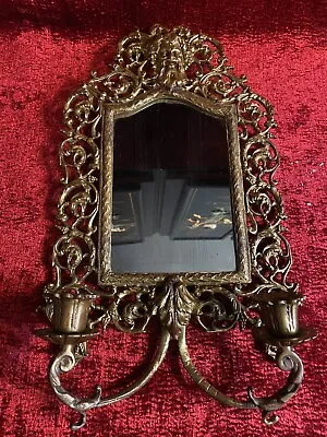 Antique Satyr Devil Occult Wall Mirror Brass Candle Holder Gothic  • $366.60